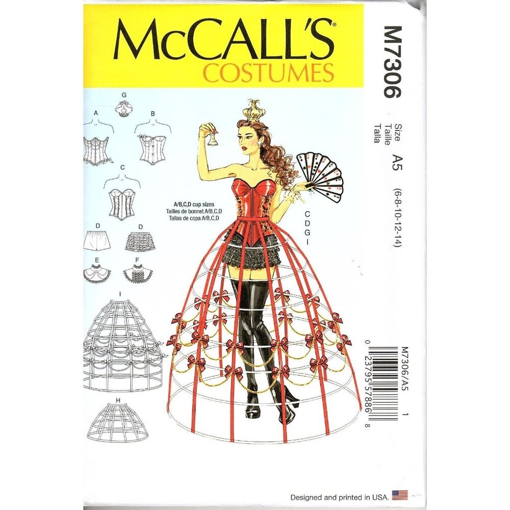 McCall's Costumes M7306 Misses 6 to14 Corset and Cage Skirt Uncut Sewing Pattern
